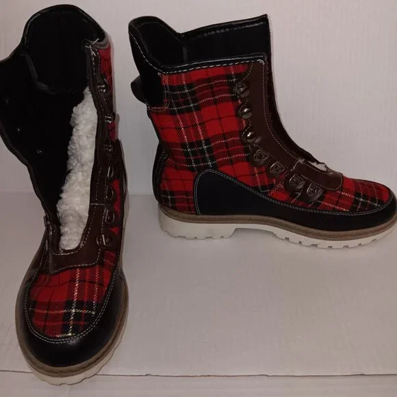 HOTKISS PLAID PRINT FAUX FUR BOOTS - Picture 5 of 13